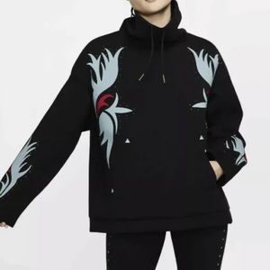 Nike Womens MED Funnel-Neck jacket Pullover Black Graphic Active Wear BV4536-010